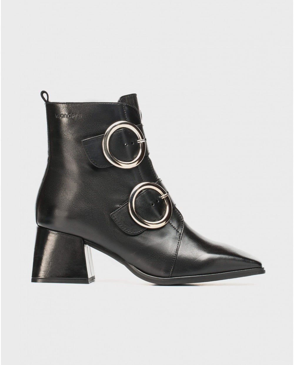 Wonders Double Buckle Leather Ankle Boot